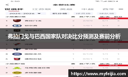 弗拉门戈与巴西国家队对决比分预测及赛前分析